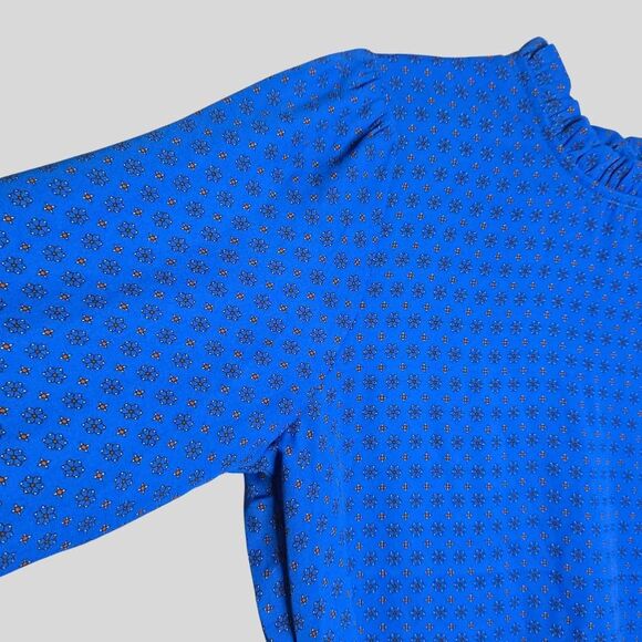 Maison d’Amélie Paris Floral Ruffle Blouse Women's Size Small Blue Long Sleeve - Picture 11 of 16